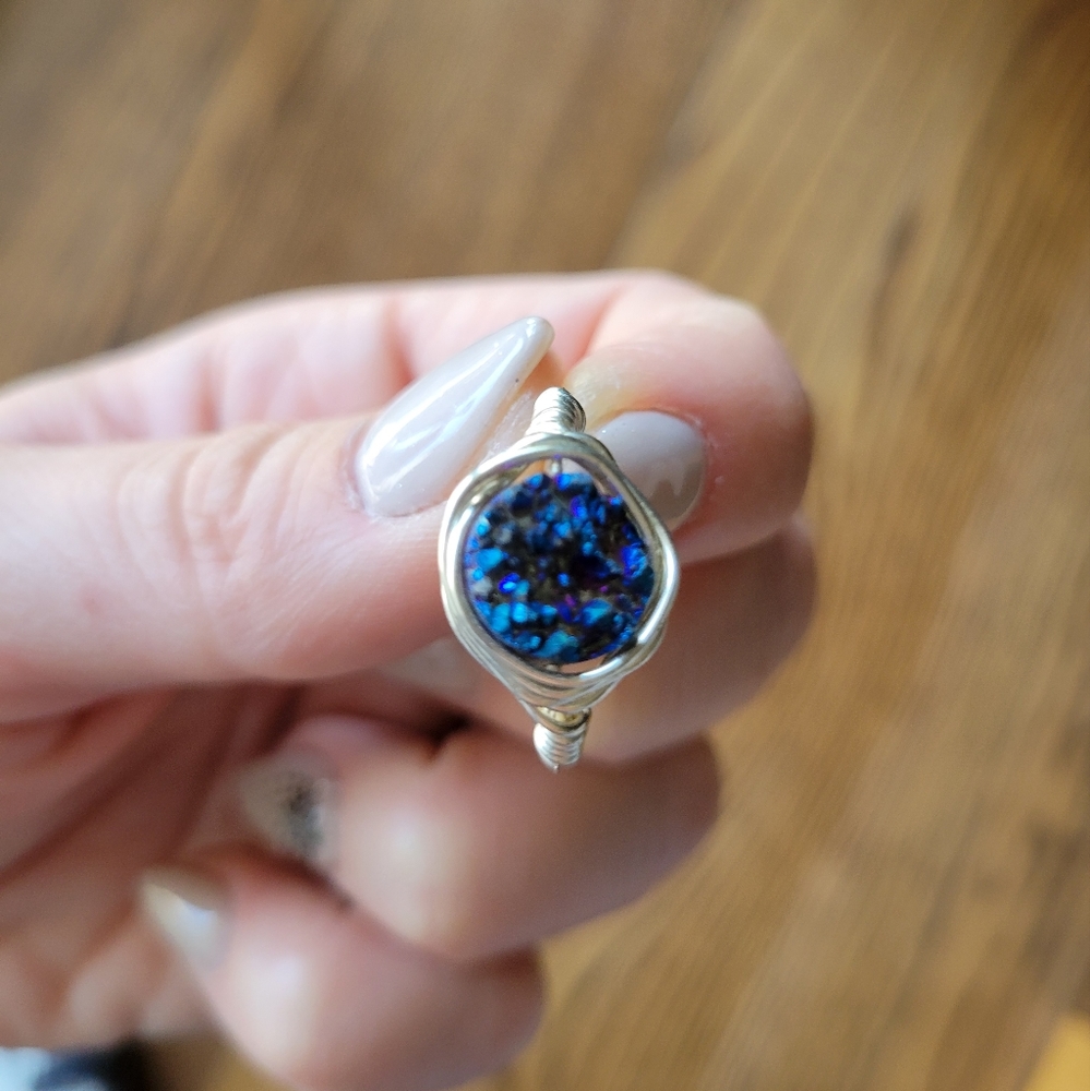 Wire Wrap Silver Ring With Gemstone - image 4